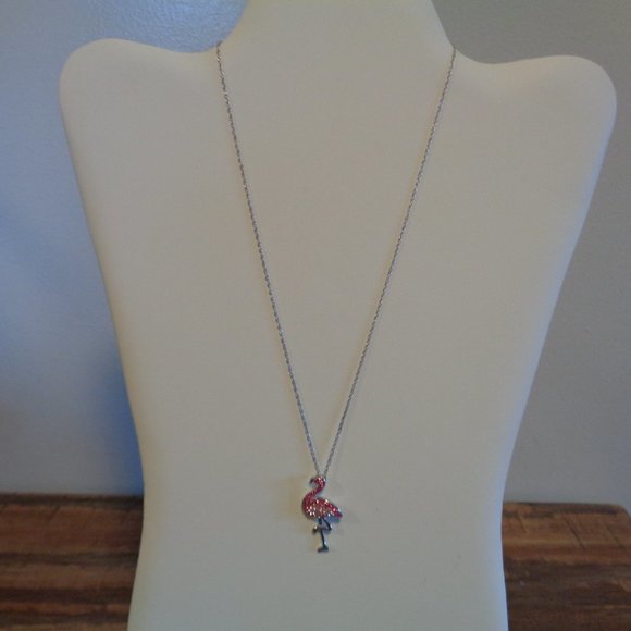 Artistique Sterling Silver Pink Flamingo Crystal Pendant w/Chain NIB - Picture 3 of 14